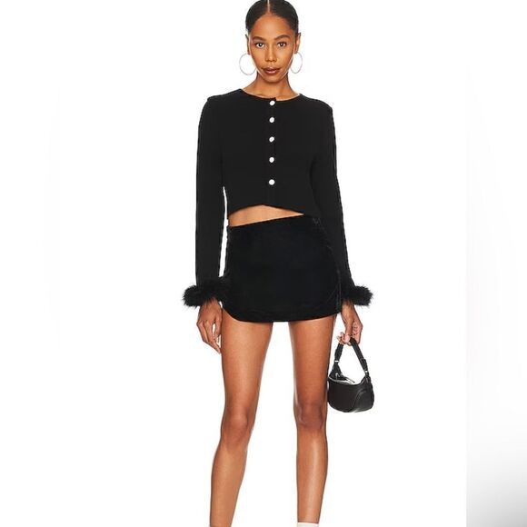 NWT Free People Annalise Velvet Mini Skirt Velvet Black Festive High Rise 8 Chic - Picture 3 of 8